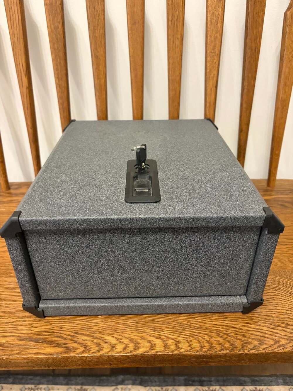 USA Made Portable Security Lock Box Grey Steel Cash Safe